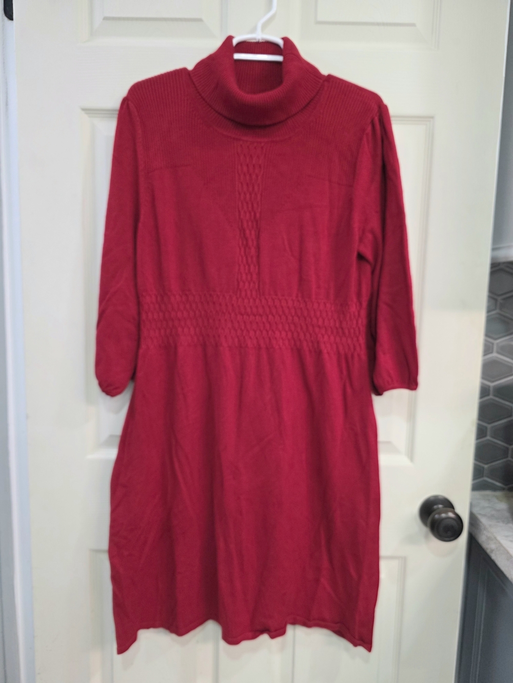 madison leigh Red Turtleneck Knit Dress